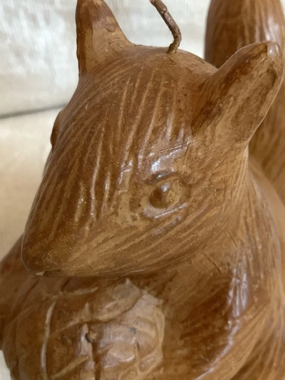 Pottery Barn Vintage Squirrel Acorn Candle Harvest Woodland Fall Decor 5.25”